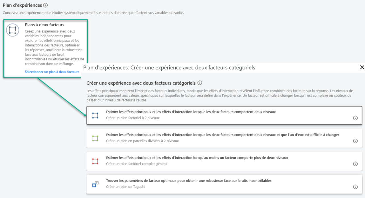 Boîte de dialogue Quick Designs